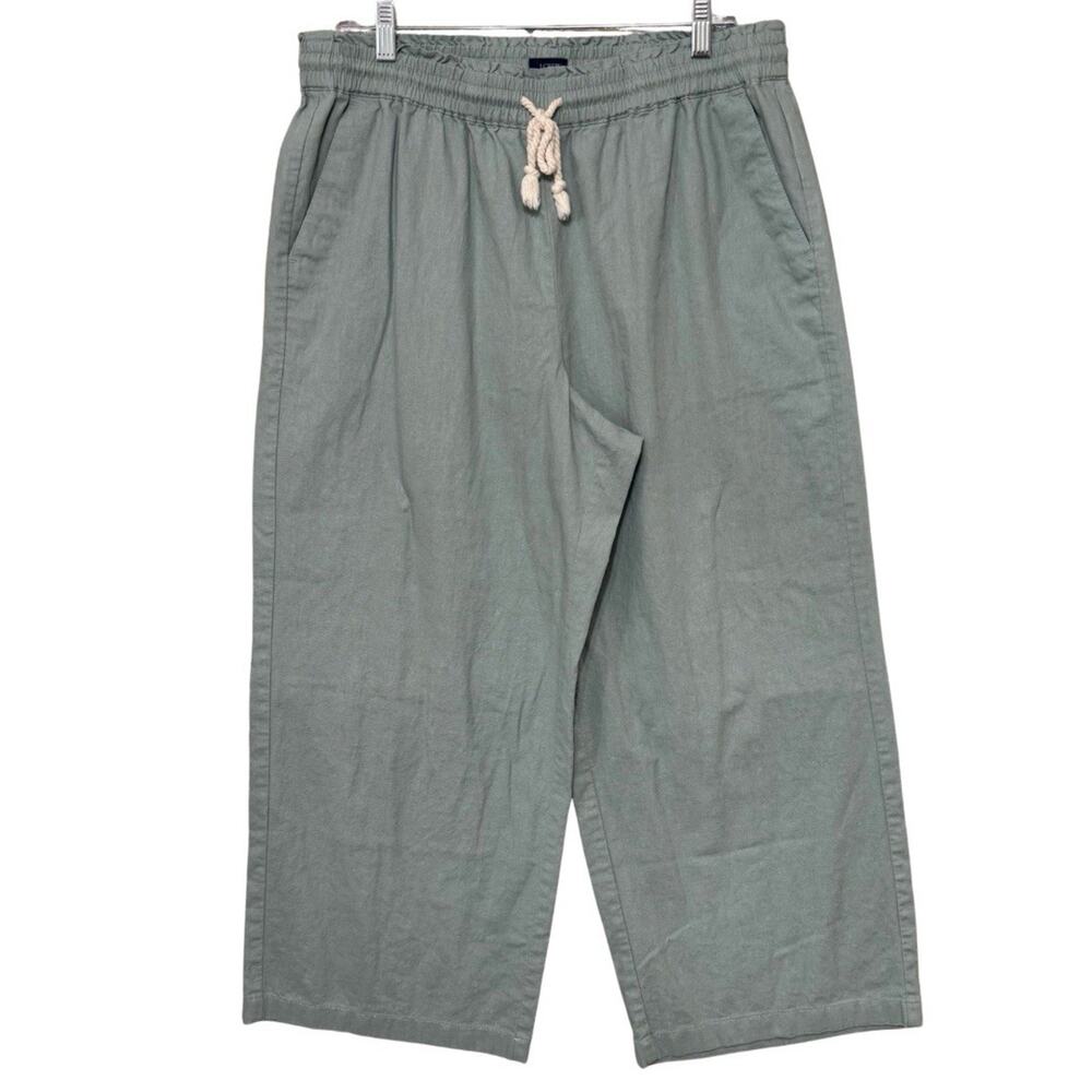 J.Crew Factory Wide Leg Linen Blend Pants Women’s L Sage Green Drawstring